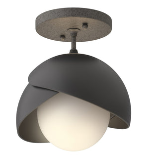 Hubbardton Forge - 121377-SKT-20-10-GG0711 - Brooklyn 1-Light Double Shade Semi-Flush - Brooklyn - Natural Iron