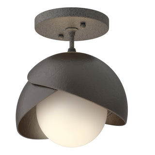 Hubbardton Forge - 121377-SKT-20-14-GG0711 - Brooklyn 1-Light Double Shade Semi-Flush - Brooklyn - Natural Iron