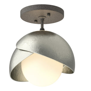 Hubbardton Forge - 121377-SKT-20-85-GG0711 - Brooklyn 1-Light Double Shade Semi-Flush - Brooklyn - Natural Iron