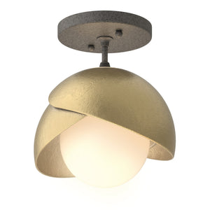 Hubbardton Forge - 121377-SKT-20-86-GG0711 - Brooklyn 1-Light Double Shade Semi-Flush - Brooklyn - Natural Iron