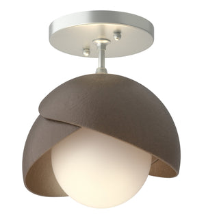 Hubbardton Forge - 121377-SKT-82-05-GG0711 - Brooklyn 1-Light Double Shade Semi-Flush - Brooklyn - Vintage Platinum