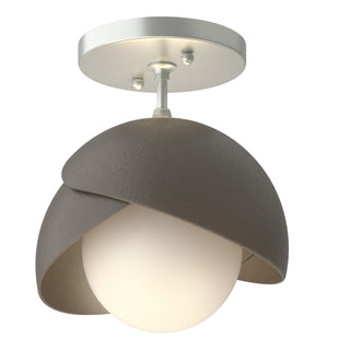 Hubbardton Forge - 121377-SKT-82-07-GG0711 - Brooklyn 1-Light Double Shade Semi-Flush - Brooklyn - Vintage Platinum