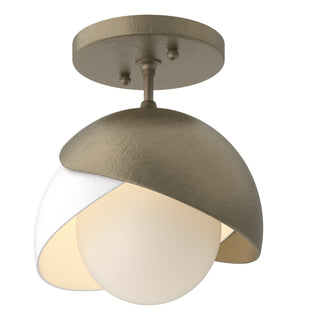Hubbardton Forge - 121377-SKT-84-02-GG0711 - Brooklyn 1-Light Double Shade Semi-Flush - Brooklyn - Soft Gold