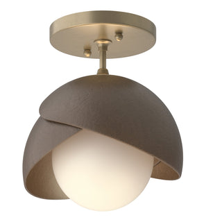 Hubbardton Forge - 121377-SKT-84-05-GG0711 - Brooklyn 1-Light Double Shade Semi-Flush - Brooklyn - Soft Gold