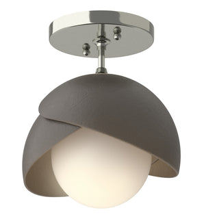 Hubbardton Forge - 121377-SKT-85-07-GG0711 - Brooklyn 1-Light Double Shade Semi-Flush - Brooklyn - Sterling
