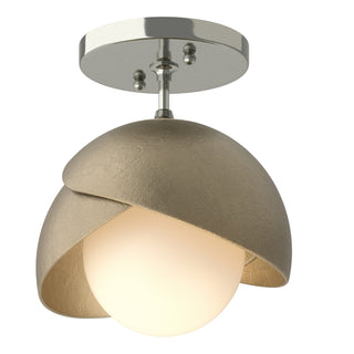 Hubbardton Forge - 121377-SKT-85-84-GG0711 - Brooklyn 1-Light Double Shade Semi-Flush - Brooklyn - Sterling