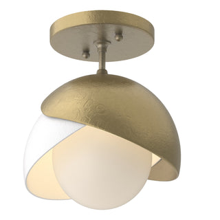 Hubbardton Forge - 121377-SKT-86-02-GG0711 - Brooklyn 1-Light Double Shade Semi-Flush - Brooklyn - Modern Brass