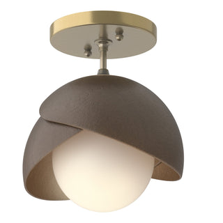 Hubbardton Forge - 121377-SKT-86-05-GG0711 - Brooklyn 1-Light Double Shade Semi-Flush - Brooklyn - Modern Brass