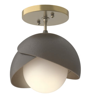 Hubbardton Forge - 121377-SKT-86-07-GG0711 - Brooklyn 1-Light Double Shade Semi-Flush - Brooklyn - Modern Brass