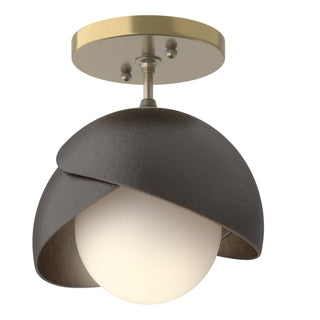 Hubbardton Forge - 121377-SKT-86-14-GG0711 - Brooklyn 1-Light Double Shade Semi-Flush - Brooklyn - Modern Brass