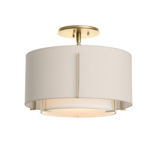 Hubbardton Forge - 126501-SKT-86-SF1099-SE1590 - Exos Small Double Shade Semi-Flush - Exos - Modern Brass