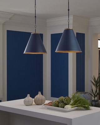 Pierrepont One Light Pendant in Hiroshi Dark Blue/Contemporary Gold Leaf/Gold