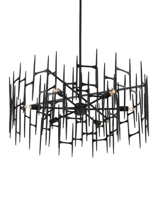 Attingham Six Light Chandelier in Satin Black