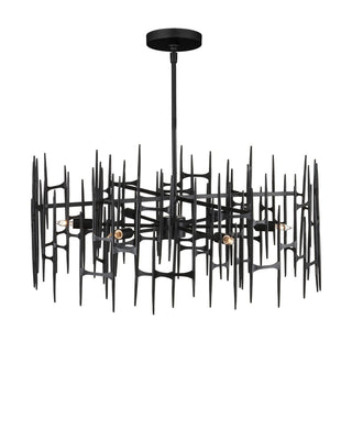 Attingham Six Light Chandelier in Satin Black