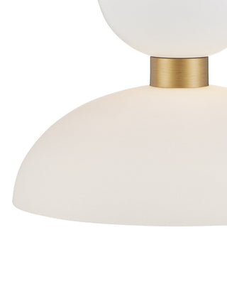 Zevio One Light Pendant in White/Antique Brass
