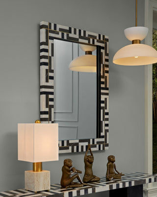 Zevio One Light Pendant in White/Antique Brass