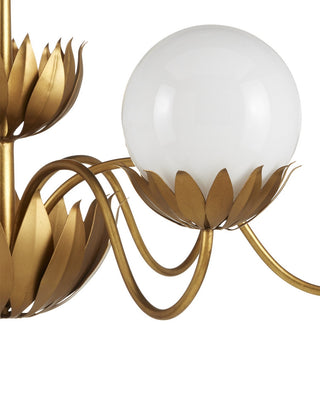Mirasole Six Light Chandelier in Contemporary Gold Leaf/Gold/White