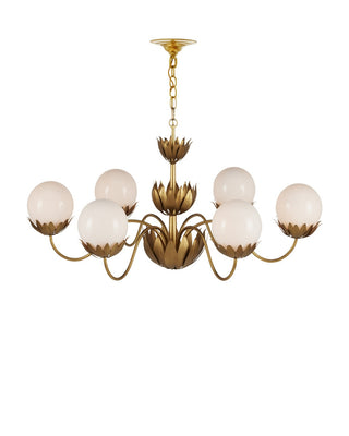 Mirasole Six Light Chandelier in Contemporary Gold Leaf/Gold/White