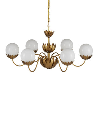 Mirasole Six Light Chandelier in Contemporary Gold Leaf/Gold/White