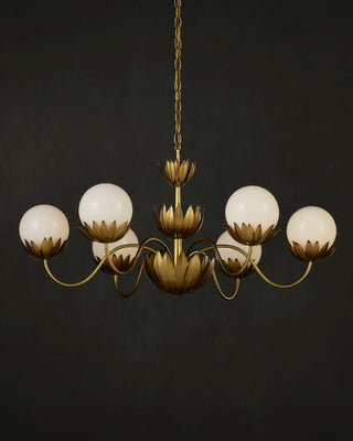 Mirasole Six Light Chandelier in Contemporary Gold Leaf/Gold/White