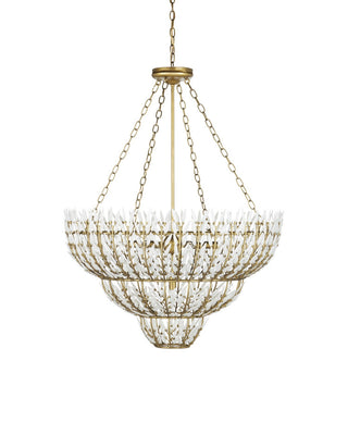 Magnum Opus Seven Light Chandelier in Brass/White