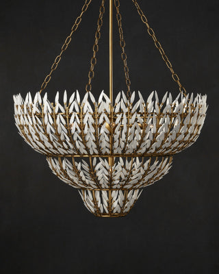 Magnum Opus Seven Light Chandelier in Brass/White