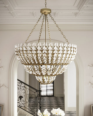 Magnum Opus Seven Light Chandelier in Brass/White