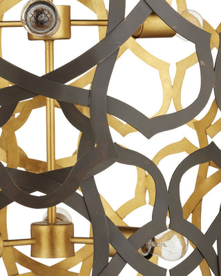 Mauresque Six Light Chandelier in Bronze Gold/Contemporary Gold Leaf