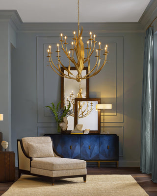 Menefee 18 Light Chandelier in Antique Gold Leaf
