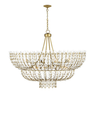Magnum Opus 12 Light Chandelier in Brass/White