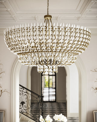 Magnum Opus 12 Light Chandelier in Brass/White