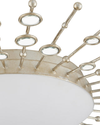 Planisphere One Light Flush Mount in Finish: Silver Leaf/White/Mirror