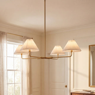 Four Light Chandelier in Natural Brass