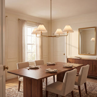 Four Light Chandelier in Natural Brass