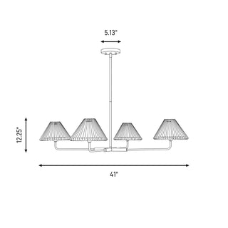 Four Light Chandelier in Natural Brass