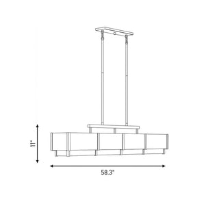 Orleans Eight Light Linear Chandelier in Distressed Gold