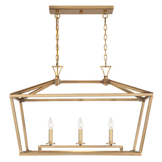 Savoy House - 1-423-3-322 - Three Light Linear Chandelier - Townsend - Warm Brass