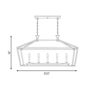Townsend Five Light Linear Chandelier in Warm Brass
