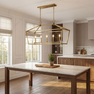 Townsend Five Light Linear Chandelier in Warm Brass