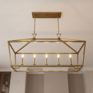 Townsend Five Light Linear Chandelier in Warm Brass
