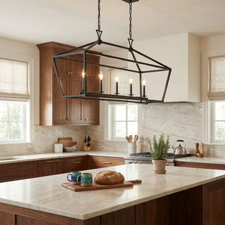 Townsend Five Light Linear Chandelier in Matte Black