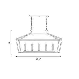 Townsend Five Light Linear Chandelier in Matte Black