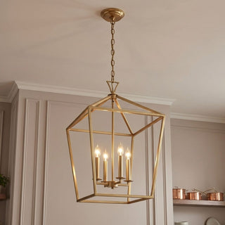 Townsend Four Light Pendant in Warm Brass