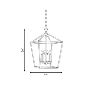 Townsend Four Light Pendant in Warm Brass