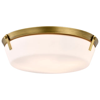 Rowen Four Light Flush Mount in Natural Brass