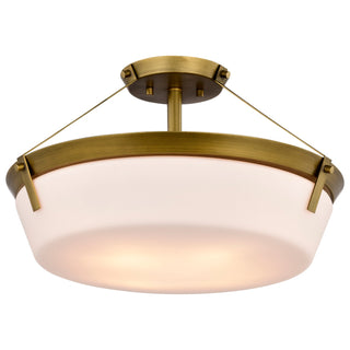Rowen Four Light Semi Flush Mount in Natural Brass