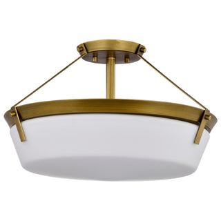 Rowen Four Light Semi Flush Mount in Natural Brass