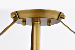 Rowen Three Light Semi Flush Mount in Natural Brass