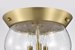 Boliver Three Light Flush Mount in Vintage Brass