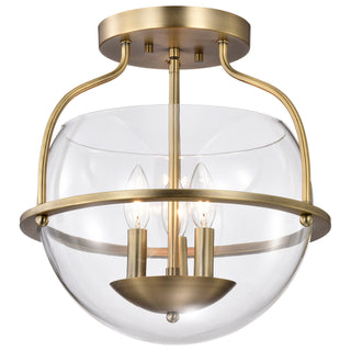 Amado Three Light Semi Flush Mount in Vintage Brass
